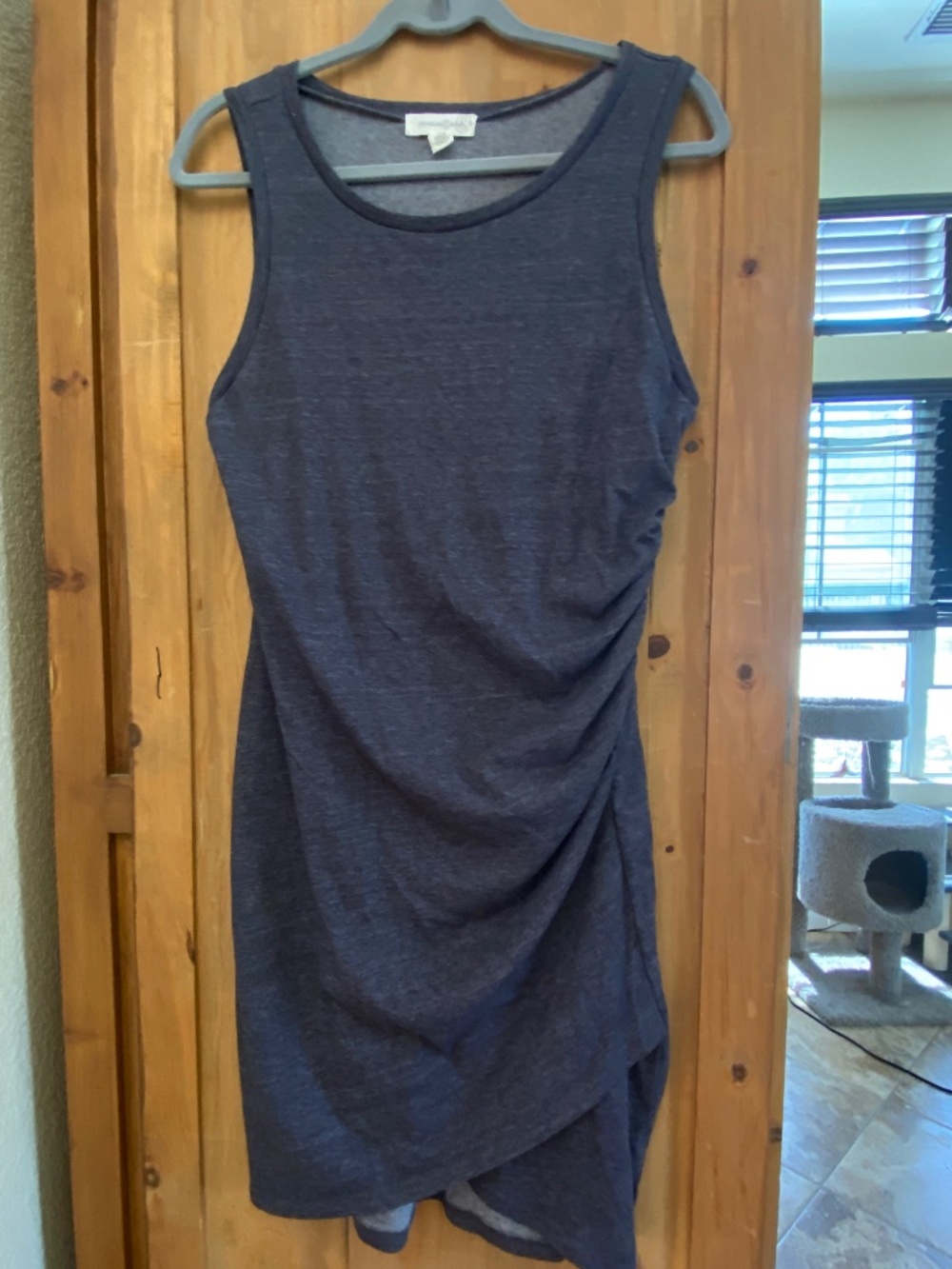 Treasure & Bond Ruched Asymmetrical Sleeveless Knit Dress Size L
